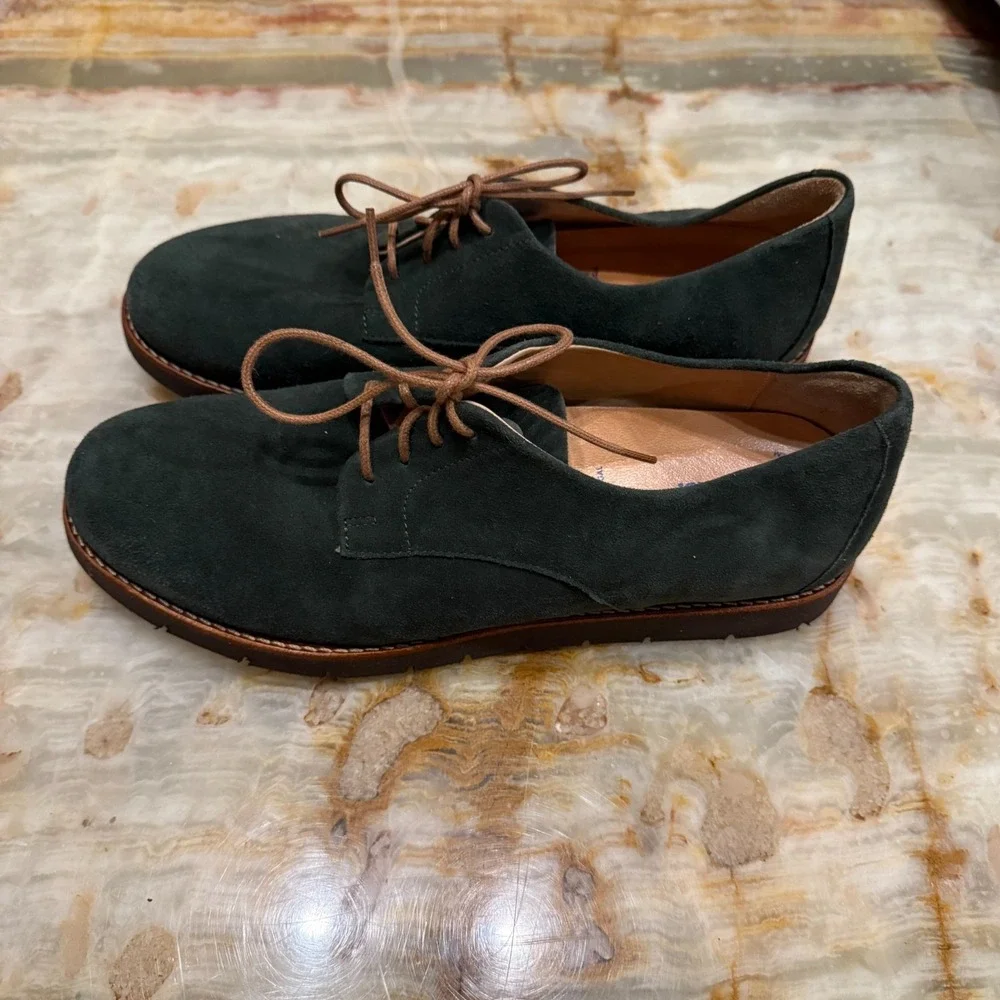 Samuel Hubbard Mens Oxford‎ Dress Shoe Dark Green Lace Up Almond Toe Size 9